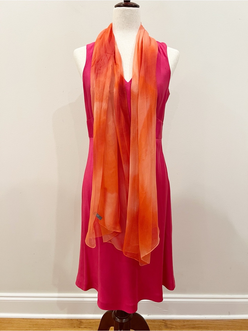 Ann Taylor Dress Petite 6 Silk Sleeveless Chiffon Scarf Wedding Guest Formal